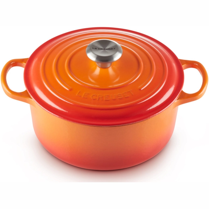 le creuset signature volcanic orange casserole 24 cm