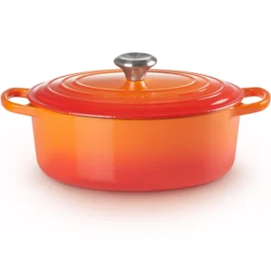 le creuset signature oval casserole volcanic orange 27 cm