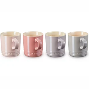 le creuset metallic chiffon pink mug, rose quartz, bluebell purple, mist gray 350ml (4 pieces)