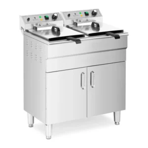 Friteuse électrique double 26 litres 10 000 watts robinet zone froide armoire professionnel acier inoxydable