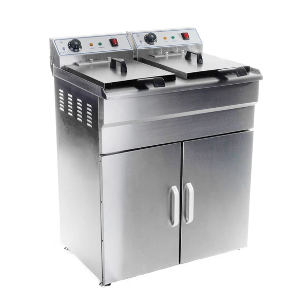 Friteuse haute acier inox 2 bac 16 litres cuve amovible avec minuterie professionnelle 3614031