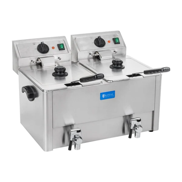 Friteuse acier inox 2 bacs 13 litres cuve amovible avec minuterie thermostat EGO professionnelle 3614021