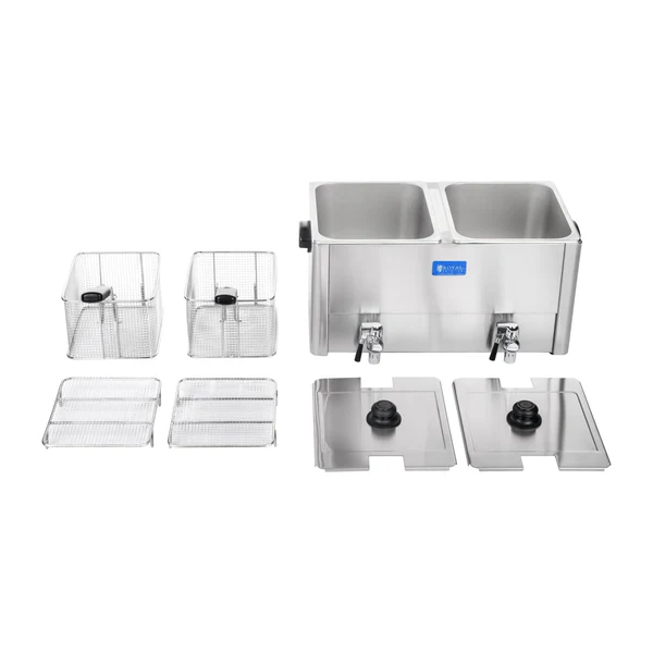 Friteuse acier inox 2 bacs 13 litres cuve amovible avec minuterie thermostat EGO professionnelle 3614021 - Image 2