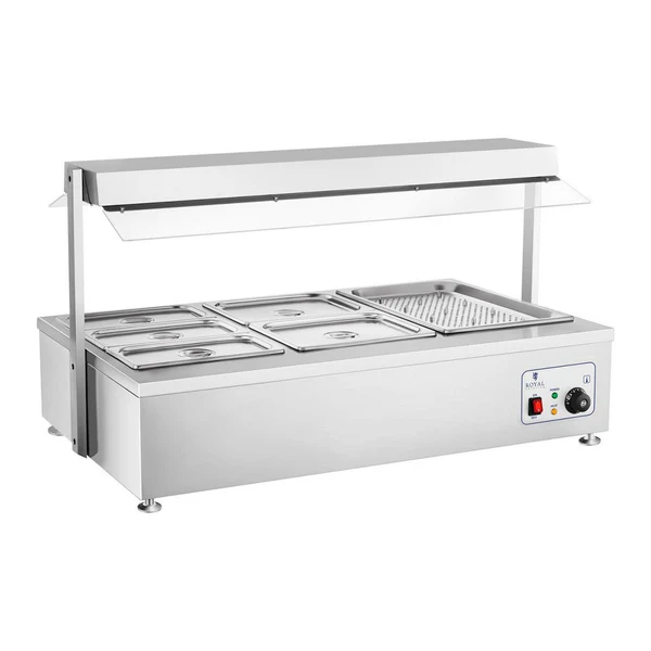 Bain marie 1700 watts - 6 bacs GN - avec compartiment pour viande