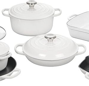 Le Creuset Signature Enameled Cast-Iron Cookware Set, 10-Piece, White