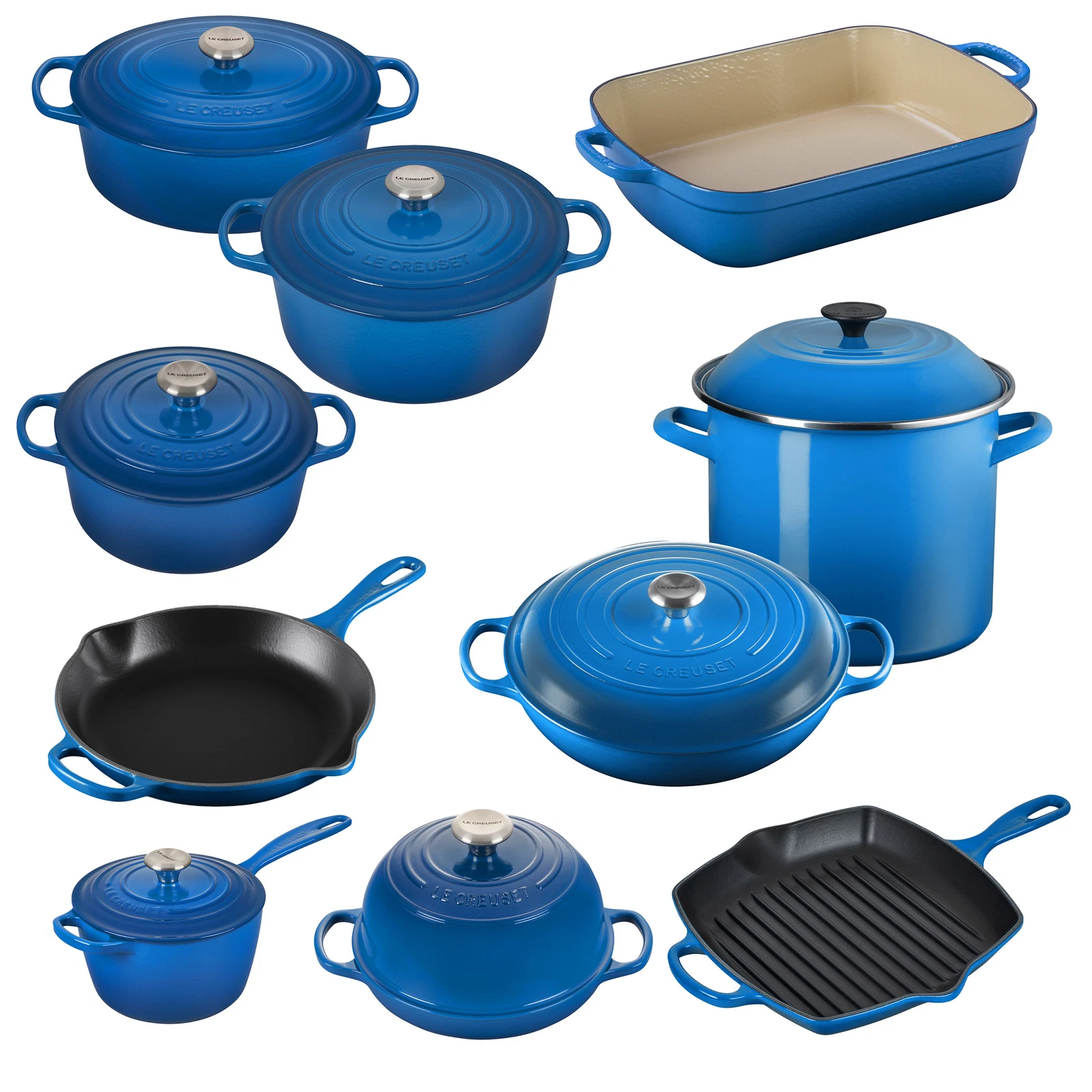 LE CREUSET COOKWARE CAST IRON POTS AND PANS DINNERWARE ULTIMATE SET 170 PIECES! - Image 5
